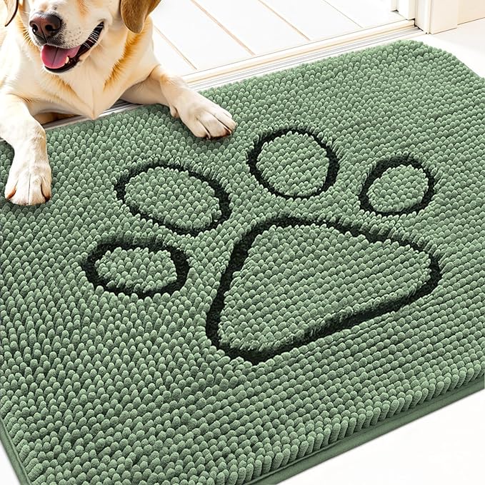 OLANLY Dog Door Mat for Muddy Paws 30x20, Paw Print Design, Absorbs Moisture by OLANLY