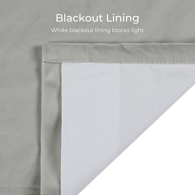 TWOPAGES Luxury Velvet Curtain Pinch Pleated Neutral Gray Curtain 102 inch Long - Image 4