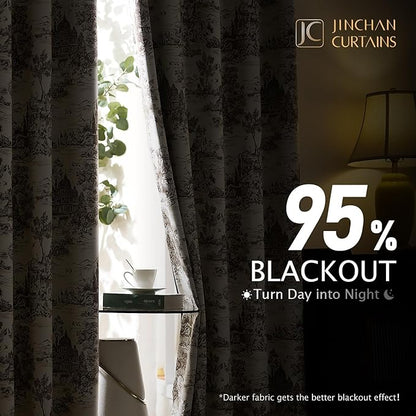 jinchan 95% Blackout Toile Curtains - Image 3