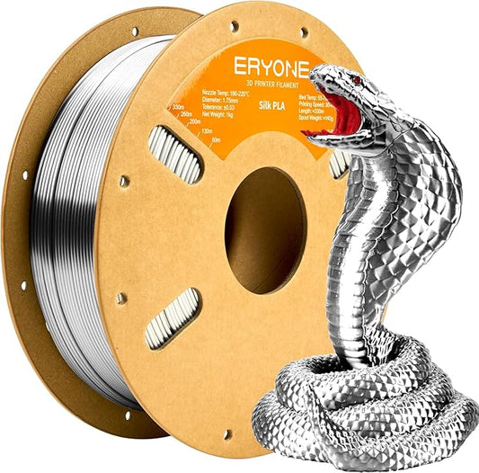 ERYONE Silk PLA Filament for 3D Printer, 1.75mm +/- 0.03mm, Silk Silver by ERYONE