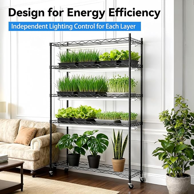 JESLED Indoor Greenhouse with Grow Light, 4FT Full Spectrum 5000K LED Light - Image 6