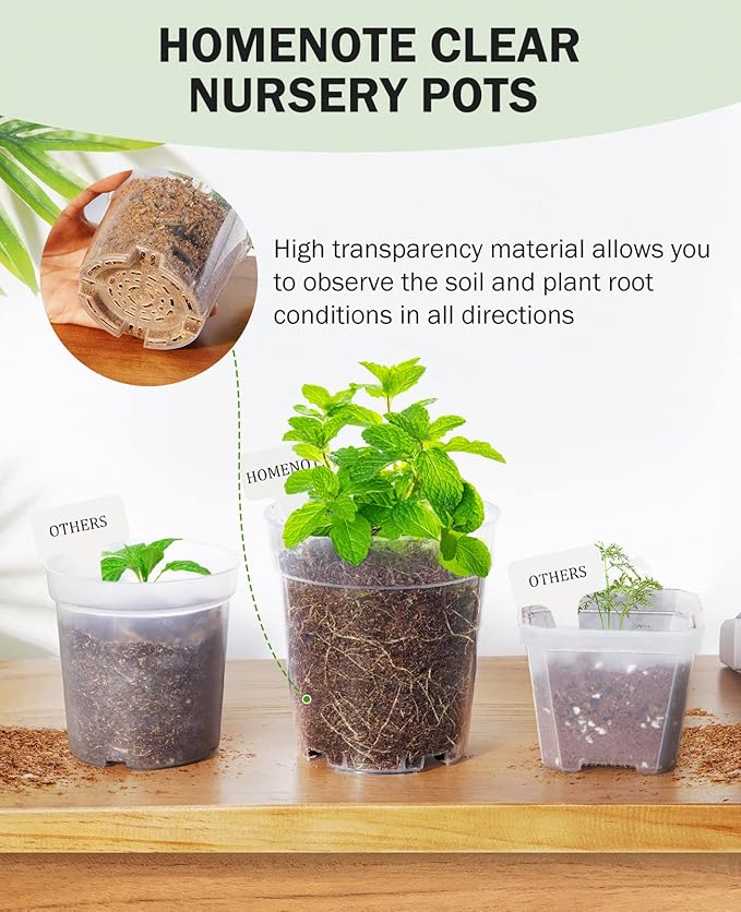 homenote Clear Nursery Pots for Plants, 3 Inch Plant Pot for Planting Plastic - Image 8