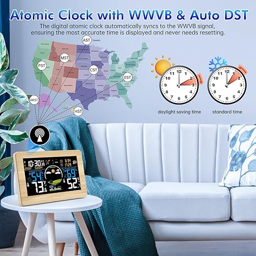 Weather Station Wireless Indoor Outdoor, Digital Thermometer, 7.5'' VA Display - Image 4