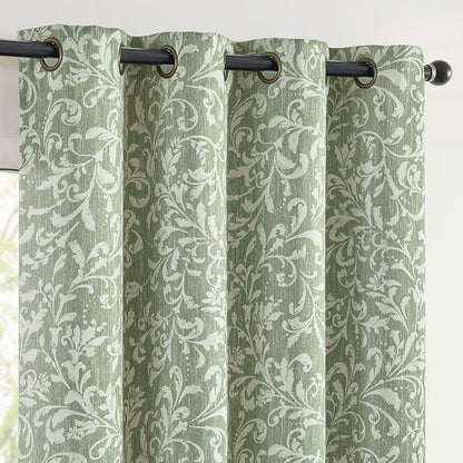 Vangao Sage Green 100% Blackout Floral Curtains 63 Inch Length - Image 9