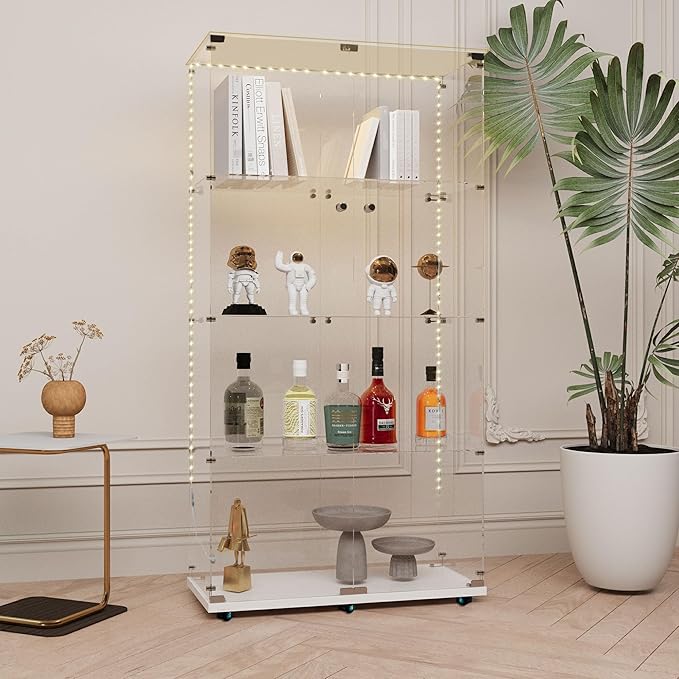 Yoluckea 4 Tiers Glass Display Cabinet - Image 7
