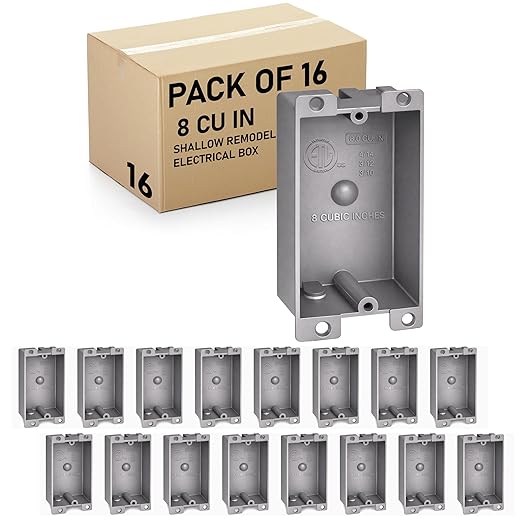 Plastic Electrical Box, Shallow Remodel Box, 8 Cubic Inch Grey Outlet Box by AirmontProducts