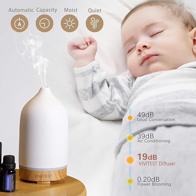 VIVITEST 200ML Ceramic Essential Oil Diffuser, Stone Essential Oil Diffuser - Image 4