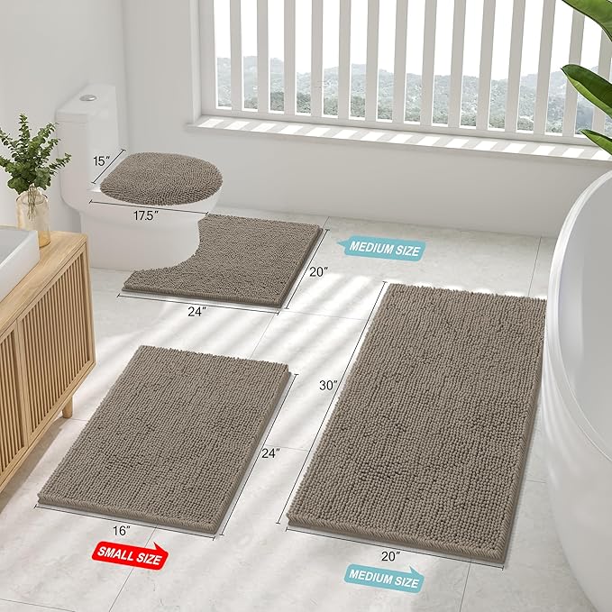 Smiry Luxury Chenille Bathroom Rugs 30x20, Extra Soft and Absorbent Shaggy Bath - Image 2