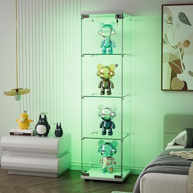 Yoluckea 4 Shelves Glass Display Cabinet - Image 3