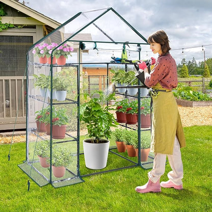 Ohuhu Small Greenhouse for Outdoors: 4 Tiers 6 Shelves Walk-in Indoor Green - Image 2
