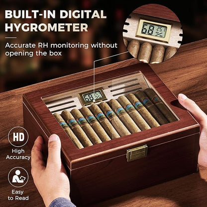 ProCase Wood Cigar Humidor Box, Wooden Desktop Cigar Storage Case, - Image 5