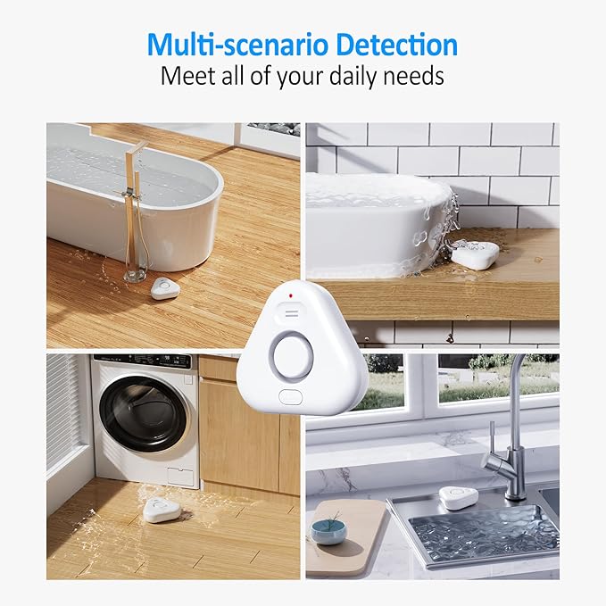 3 Pack Water Leak Detectors for Home, 4 Levels Adjustable Audio 0-120dB Water - Image 4
