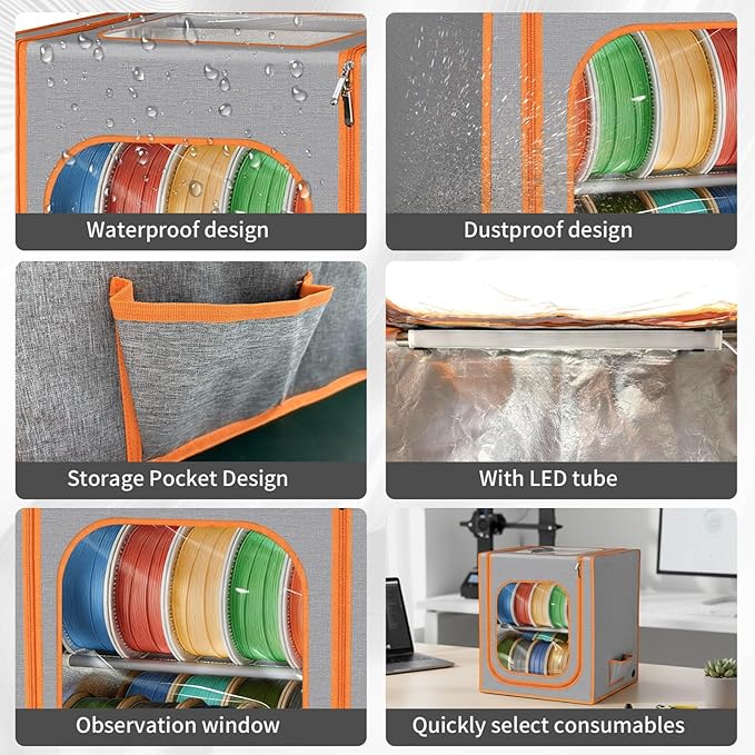 3D Printer Filament Storage Box- 2 Tiers Metal Filament Storage Rack - Image 4