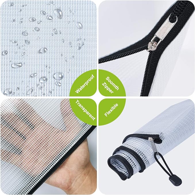 Plastic Mesh Zipper Pencil Pouches, A6 Size Zipper Documents Pouch Document - Image 5