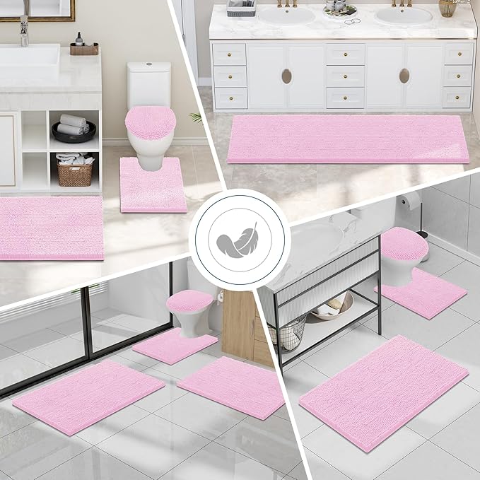 Smiry Luxury Chenille Bathroom Rugs 47x24, Extra Soft and Absorbent Shaggy Bath - Image 7