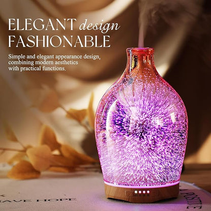 Porseme 280ml Essential Oil Diffuser 3D Glass Aromatherapy Ultrasonic Humidifier - Image 4