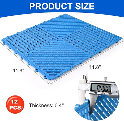 MYFAMIREA Modular Interlocking Cushion 12 Pack 11.8" x 11.8" Rubber Floor Tiles - Image 2