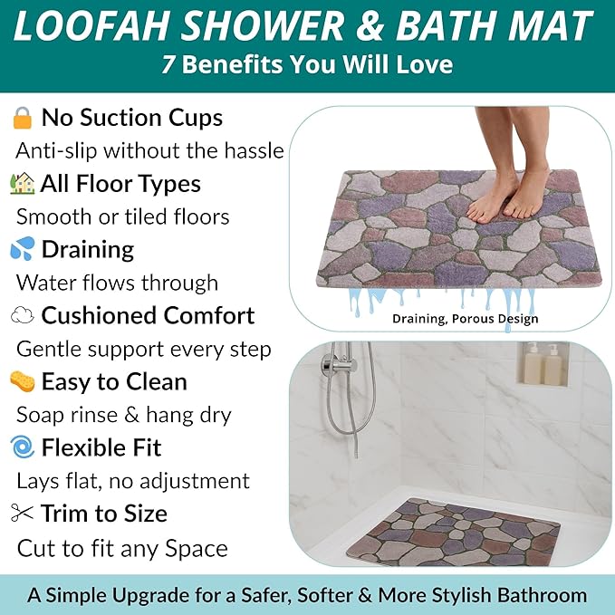 Enkosi Loofah Non-Slip Shower Mat - Image 4