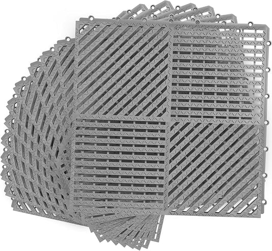 MYFAMIREA Modular Interlocking Cushion 12 Pack 11.8" x 11.8" Rubber Floor Tiles by MYFAMIREA