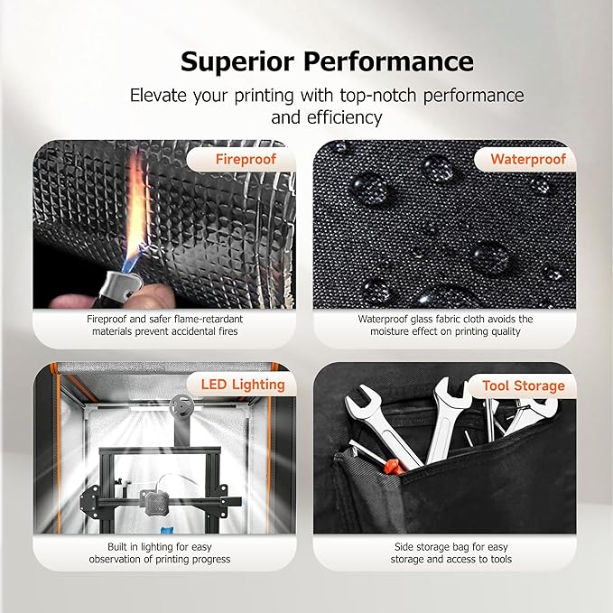 3D Printer Enclosure with LED Light, Fireproof Dustproof Tent Constant - Image 5