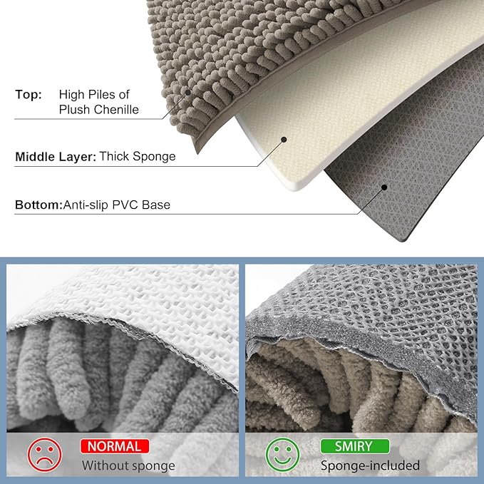 Smiry Luxury Chenille Bathroom Rugs 30x20, Extra Soft and Absorbent Shaggy Bath - Image 5