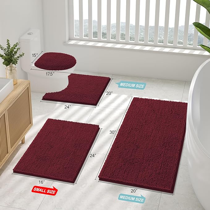 Smiry Luxury Chenille Bathroom Rugs 40x32, Extra Soft and Absorbent Shaggy Bath - Image 2