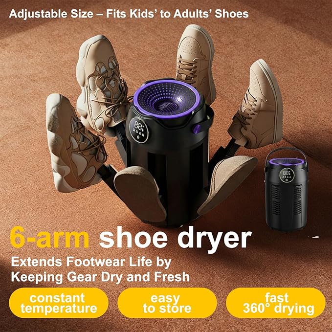 6-Arm Boot and Glove Dryer Family Size – Forced Air Boot Dryer - Image 3