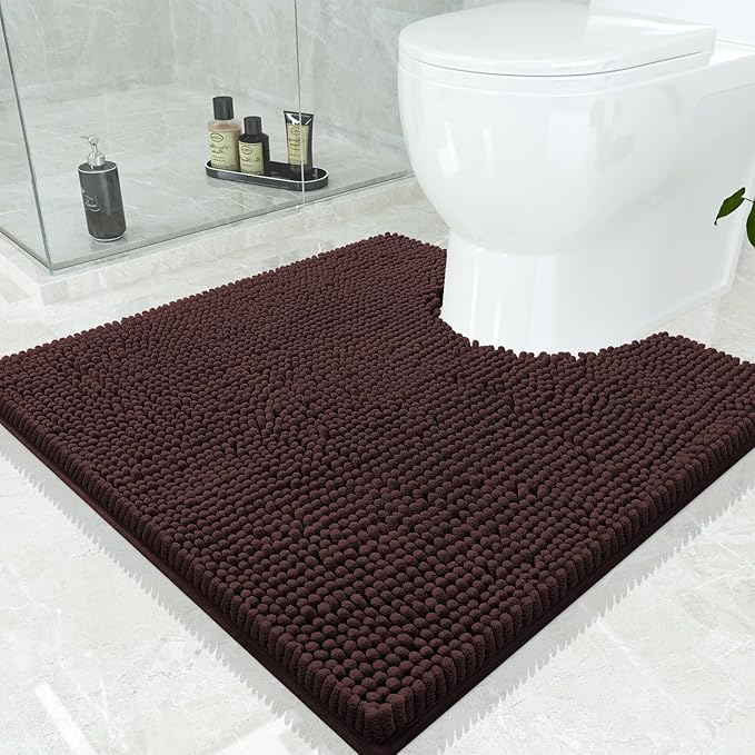 Smiry Luxury Chenille Toilet Rugs U-Shaped 24x24, Soft Absorbent Non-Slip by Smiry