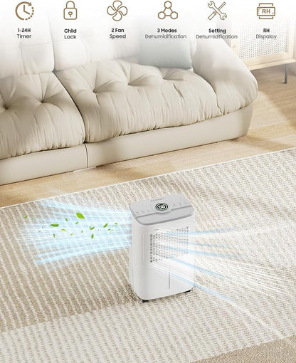 Dehumidifier for Home Basement Max 34 Pint 2500 Sq.Ft Small Quiet Portable - Image 2