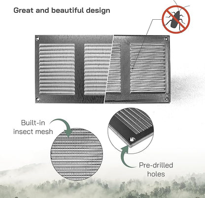 Vent Systems 12" x 6" Inch Scratch Resistant Galvanized Metal Vent Cover - Image 3