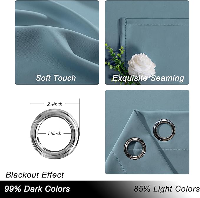 Hiasan Patio Sliding Door Curtain Panel, Stone Blue Room Divider Grommet - Image 2