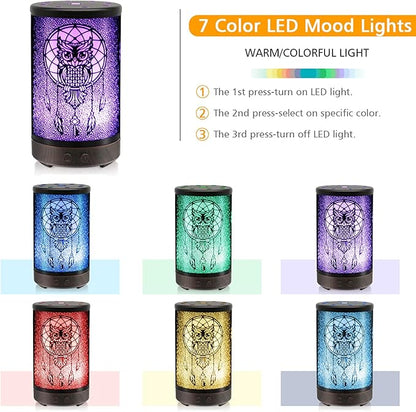 Owl Essential Oil Diffuser, Daroma 100ml Metal Aromatherapy Ultrasonic Cool - Image 3
