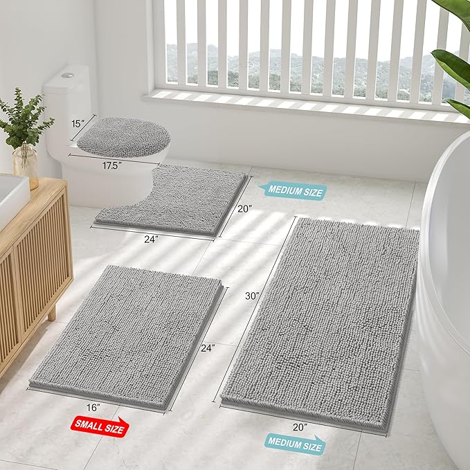 Smiry Luxury Chenille Bathroom Rugs 36x24, Extra Soft and Absorbent Shaggy Bath - Image 3