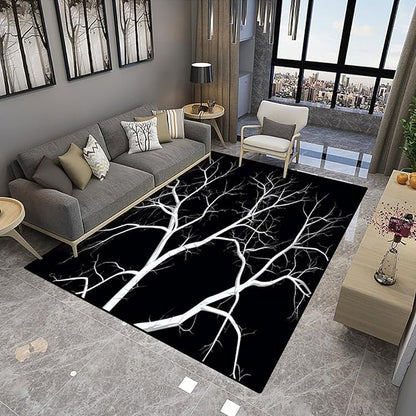 White Branches in The Dark Night Carpet: Elegant Pattern Printing Lightweight - Image 4