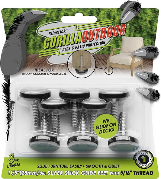 Slipstick Gorilla Outdoor Adjustable Furniture Levelers Weatherproof Screw in by Slipstick