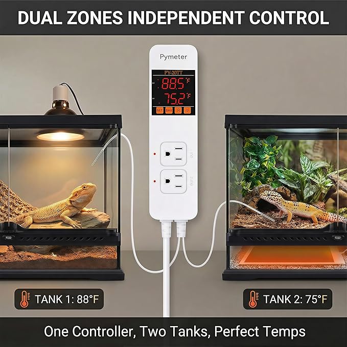 2 in 1 Digital Temperature Controller Dual Outlet Heat Mat Thermostat Reptile - Image 4