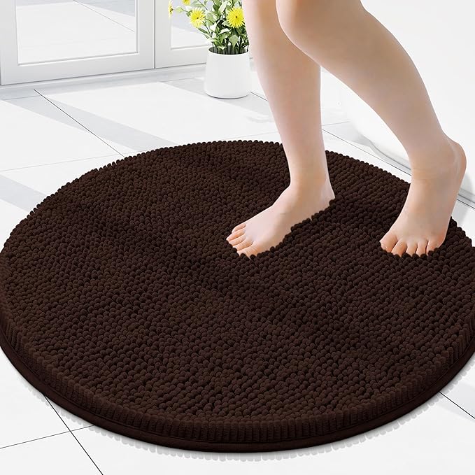 Smiry Luxury Chenille Round 24x24, Extra Soft and Absorbent Shaggy Bathroom Mat by Smiry