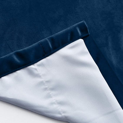 ChadMade Extra Long Blackout Lined Premium Velvet Curtain Sapphire Blue - Image 5