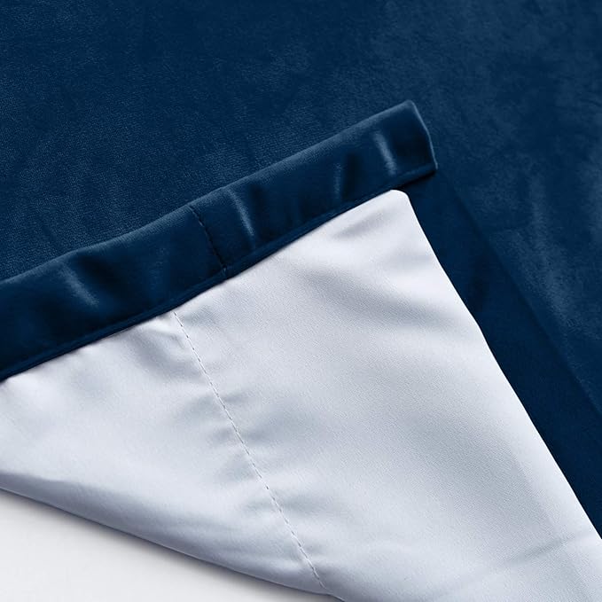 ChadMade Extra Wide Blackout Lined Premium Velvet Curtain Sapphire Blue - Image 5