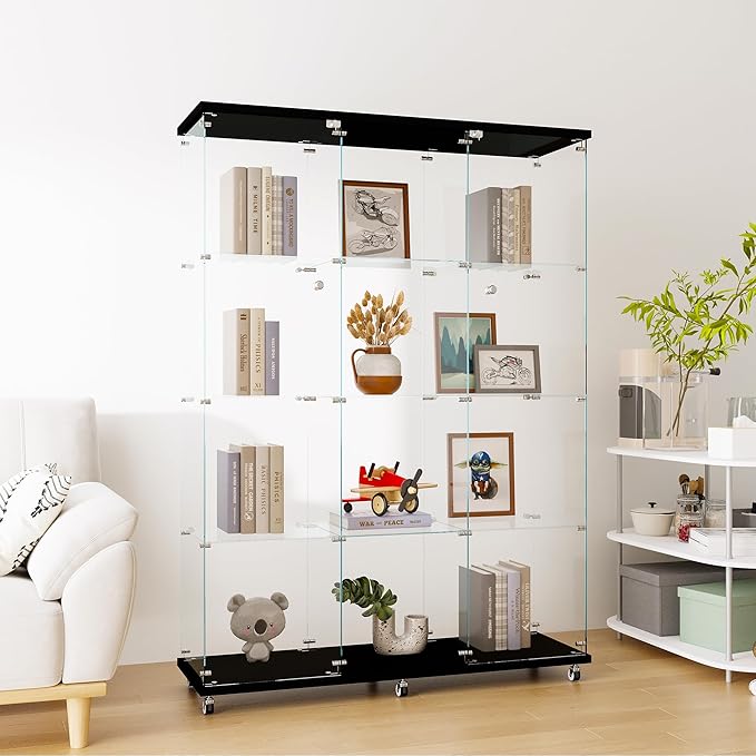 Yoluckea 4 Shelves Glass Display Cabinet Extra Large, Floor Standing Clear - Image 4