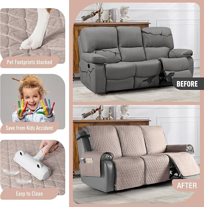 TAOCOCO 100% Waterproof Recliner Cover, Non-Slip Washable Reclining Couch Cover - Image 2