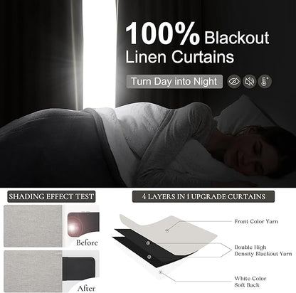 Blackout Extra Long Curtains & Drapes 108 Inches Long 2 Panels Set, Lush Pinch - Image 2
