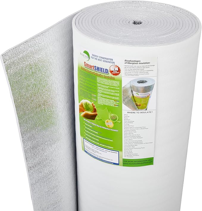 SmartSHIELD -10mm 48" x 50ft R20 Reflective Insulation roll, Foam Core Radiant by INSULATIONMARKETPLACE