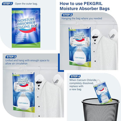 PEKGRIL Moisture Absorber Packets 6 Packs, 15 oz Hanging Dehumidifier Bags - Image 4