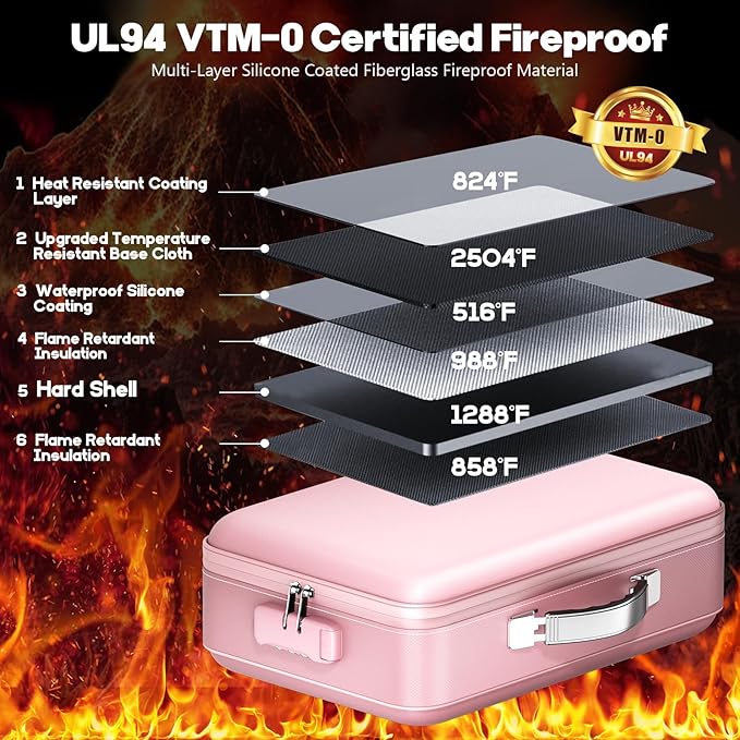 Fireproof Document Box, Hard Case Highly Flame-Resistant Fire Proof Waterproof - Image 2