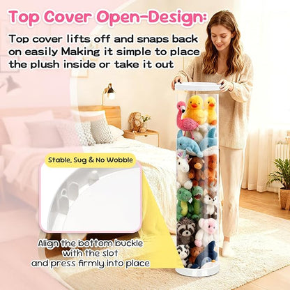 Stuffed Animal Storage Tube, 47x11 Inch Large Capacity Toy Storage Organizer - Image 6