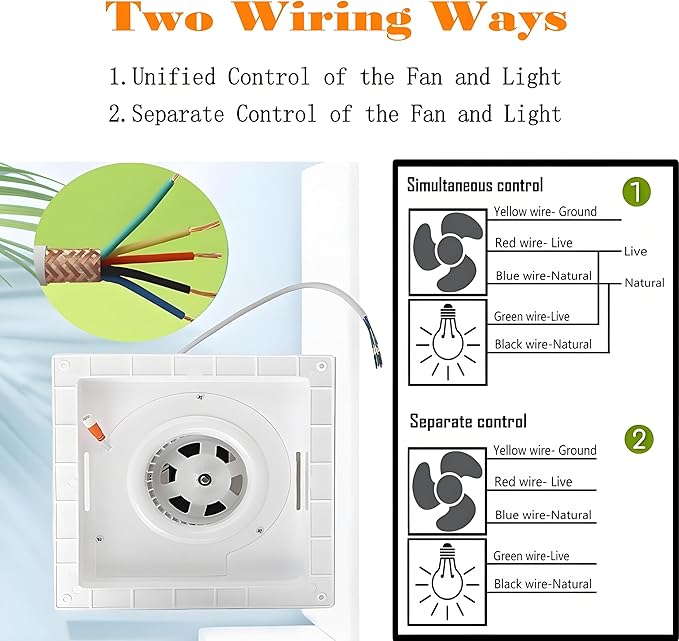 Bathroom Exhaust Fan with LED Light 8 inch Ceiling Mount Ventilation Fan 100 CFM - Image 4