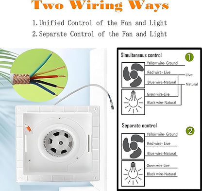 Bathroom Exhaust Fan with LED Light 8 inch Ceiling Mount Ventilation Fan 100 CFM - Image 4
