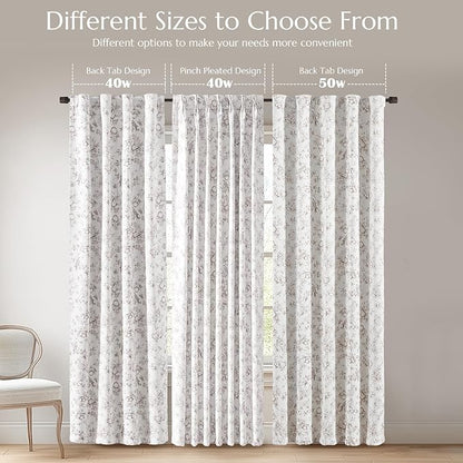 jinchan Pinch Pleated 95% Blackout Floral Curtains, Taupe 63 Inch, Room - Image 5