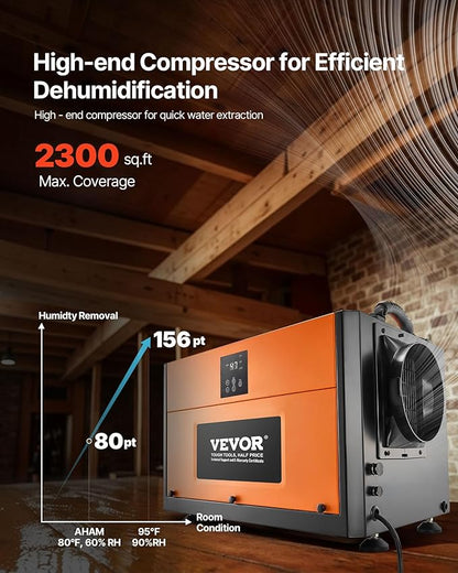 VEVOR 156 Pints Commercial Dehumidifier - Image 2